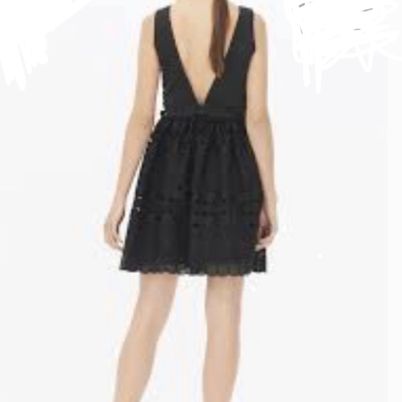 Sandro Black Lace Plunge Neckline Luminary Dress 4 - Picture 4 of 14